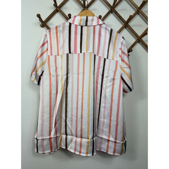 Halogen Stripe Short Sleeve Button-Up Camp Shirt Size 2X - Picture 3 of 8